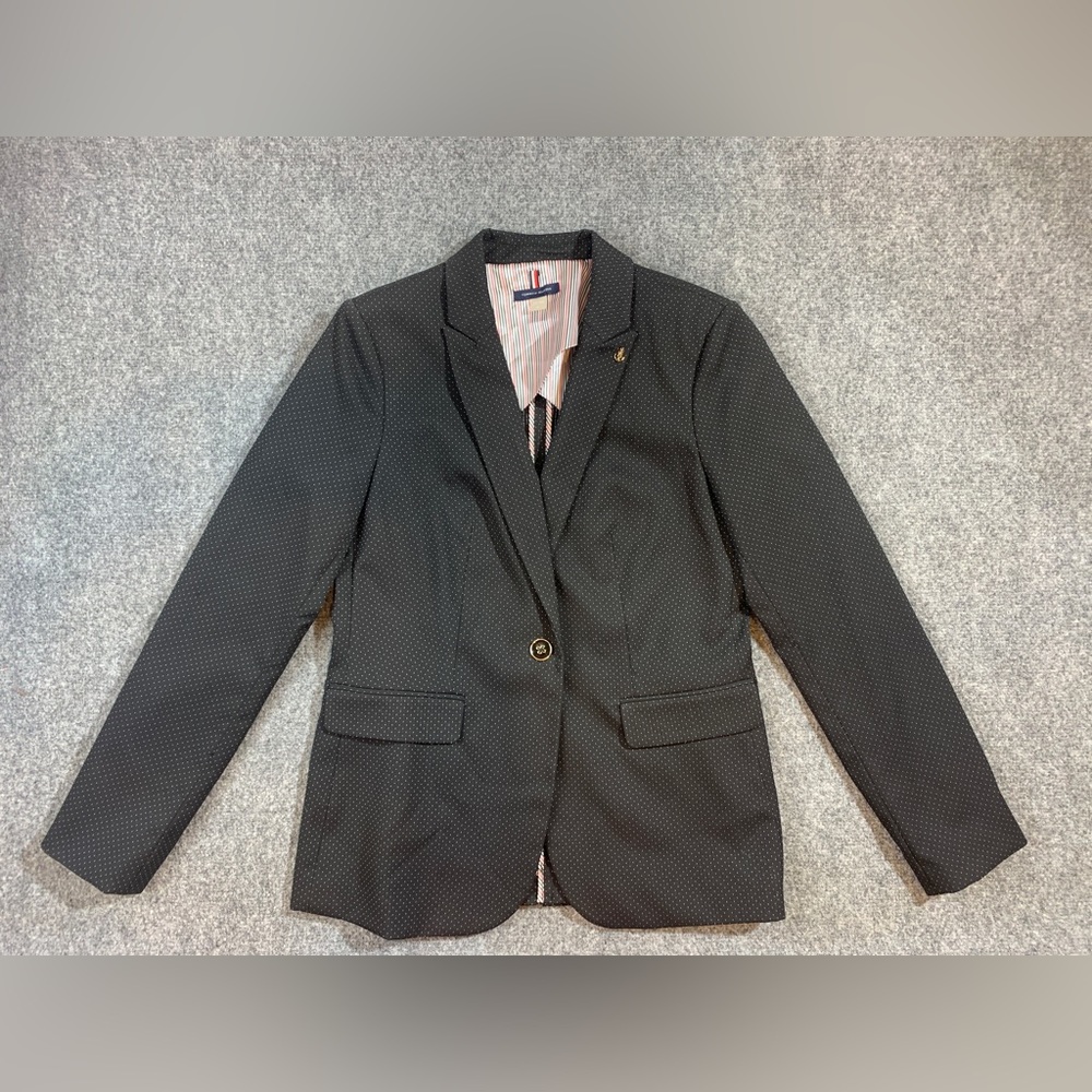 Tommy Hilfiger Elegant Casual Blazer Black One Button Size 8